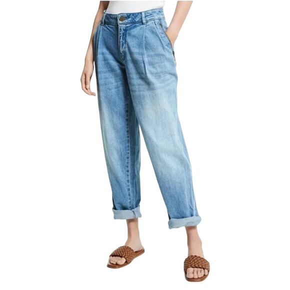 Michael Kors y2k 90's Carrot Pleated Tapered Mom Baggy Jeans Retro Blue 10 NWT - Picture 11 of 12